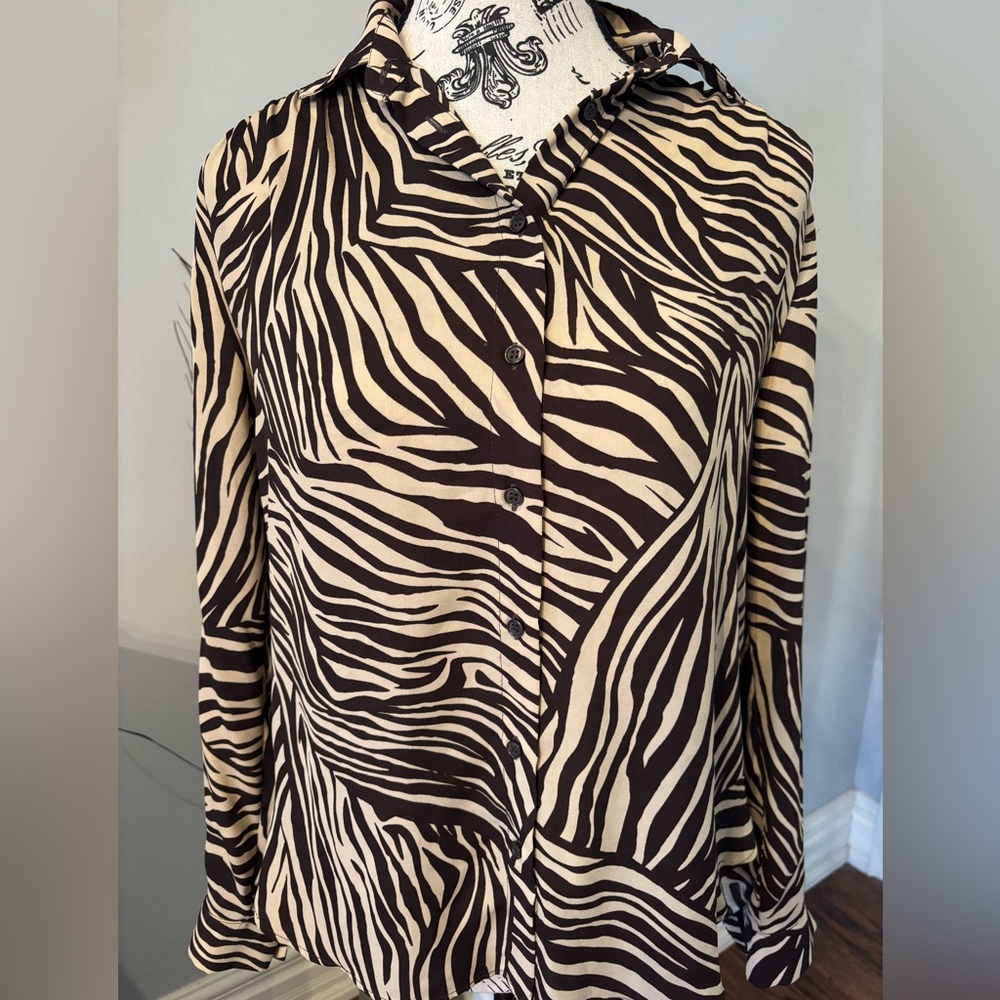 H&M Zebra Print Button-Up Shirt